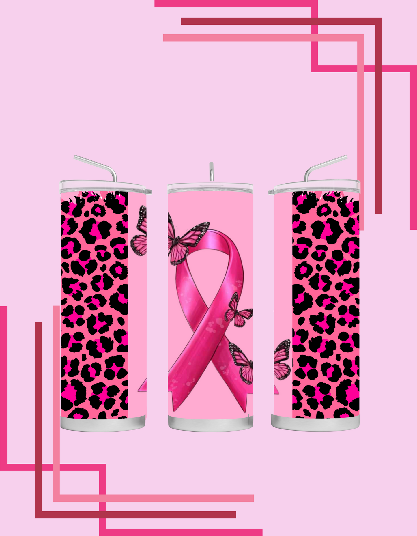 Pink Ribbon w/ Butterflies Tumbler