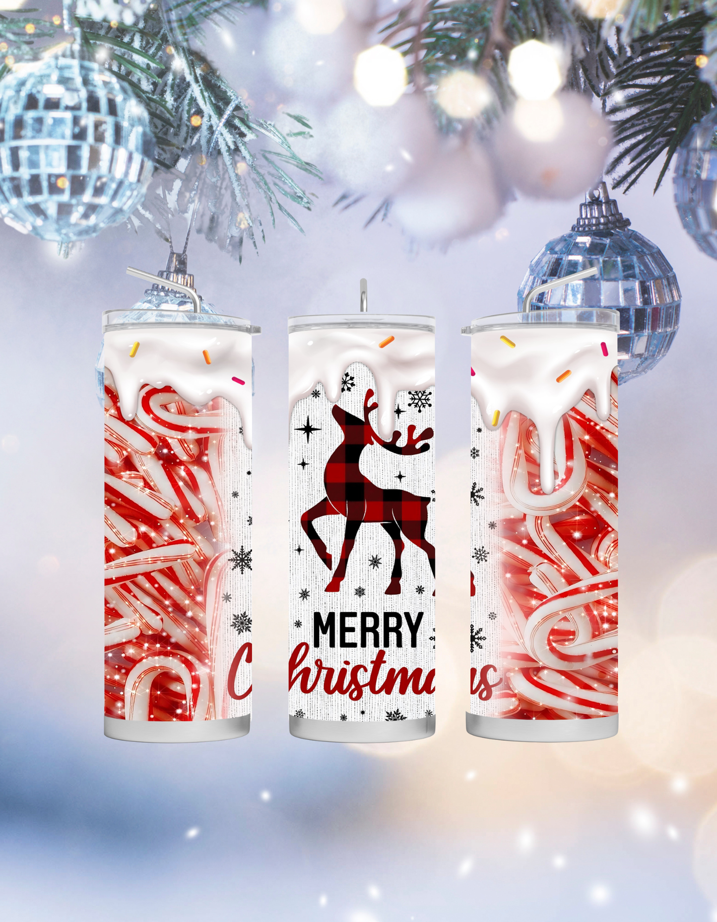 Reindeer Candy Cane Tumbler