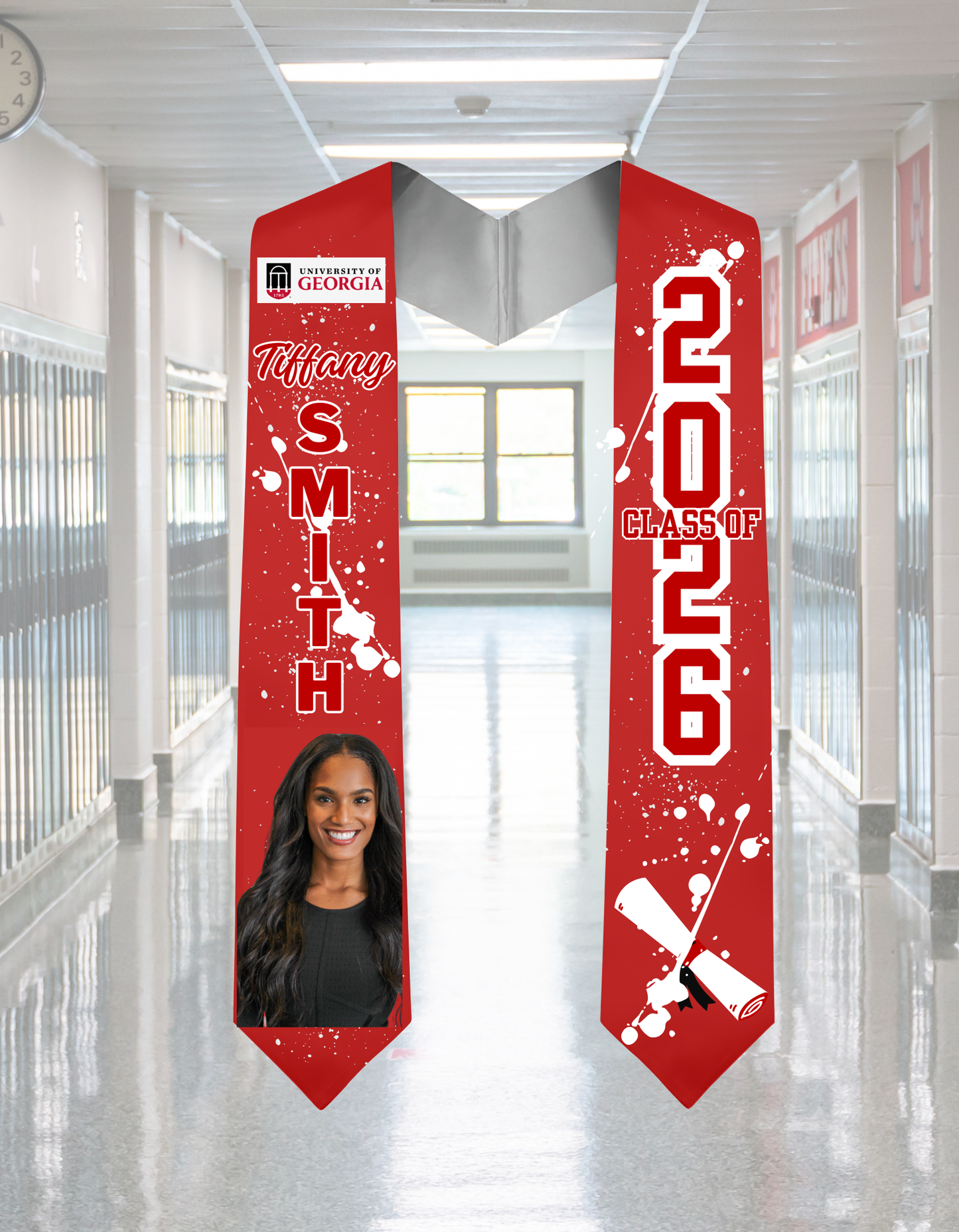 Red and White Graduate Stole