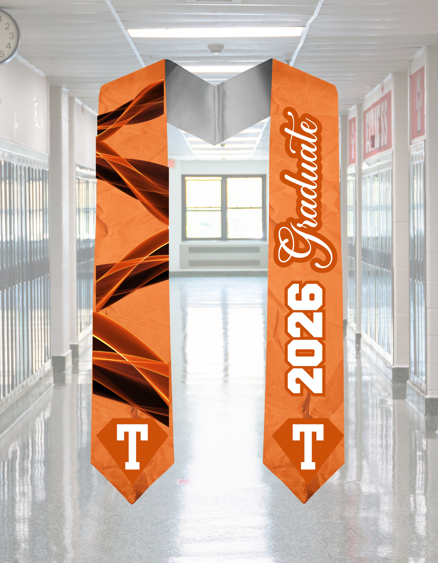 Orange Ribbon Graduate Stole
