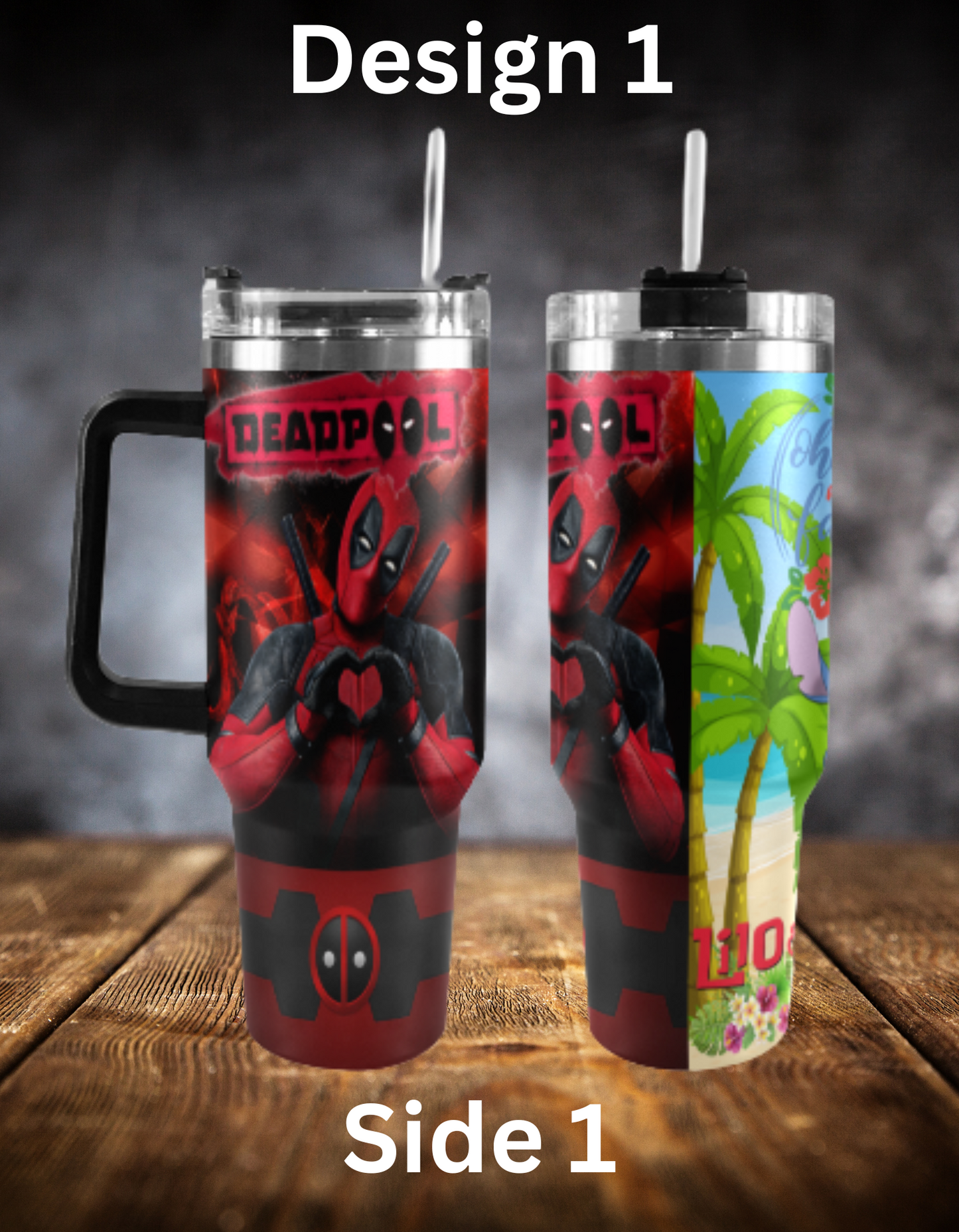 Deadpool/Lilo & Stitch 40oz tumbler