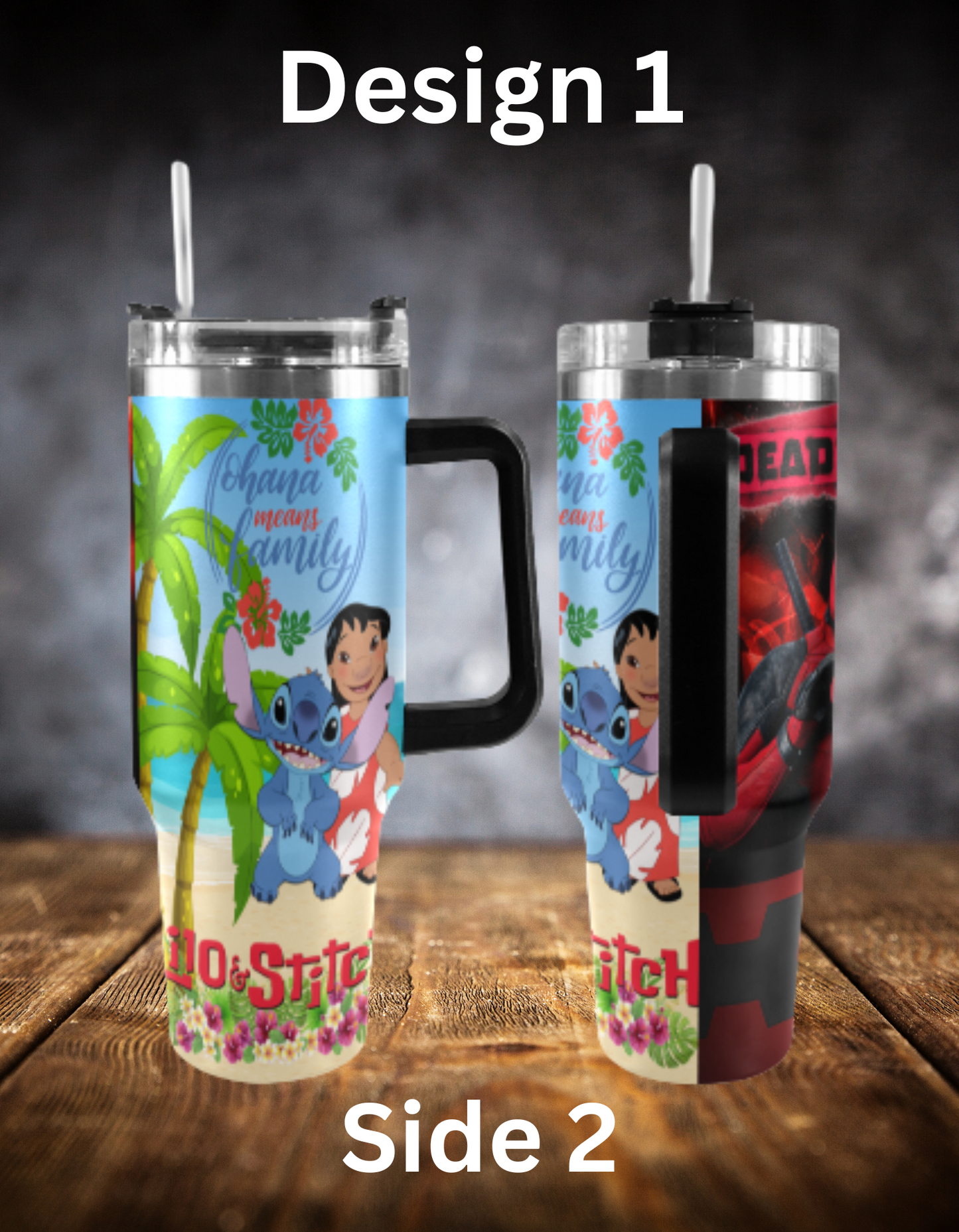 Deadpool/Lilo & Stitch 40oz tumbler