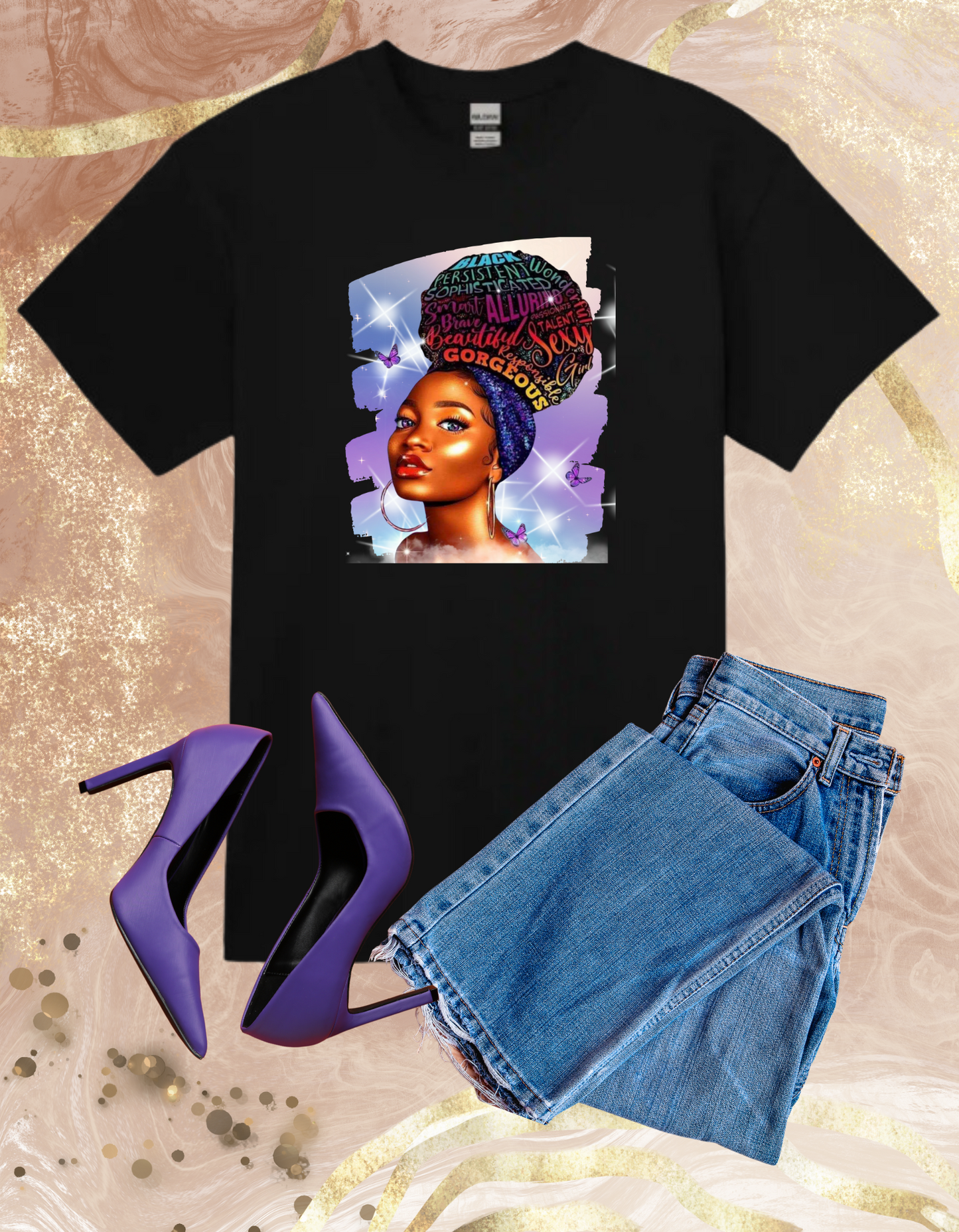 Positive Vibes Afro Puff Tshirt