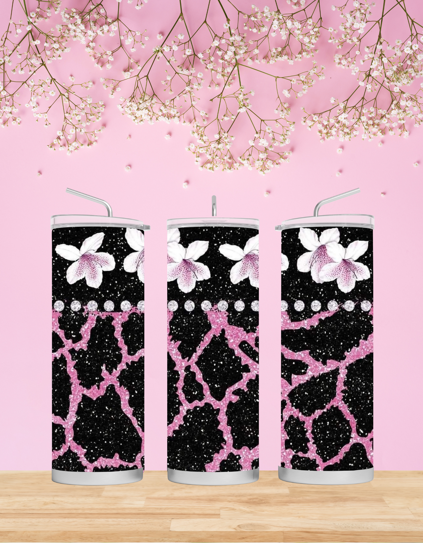 Black and Pink Lillies Tumbler