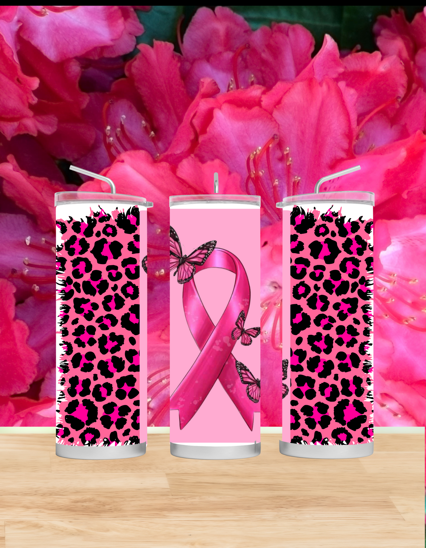 Pink Ribbon w/ Butterflies Tumbler