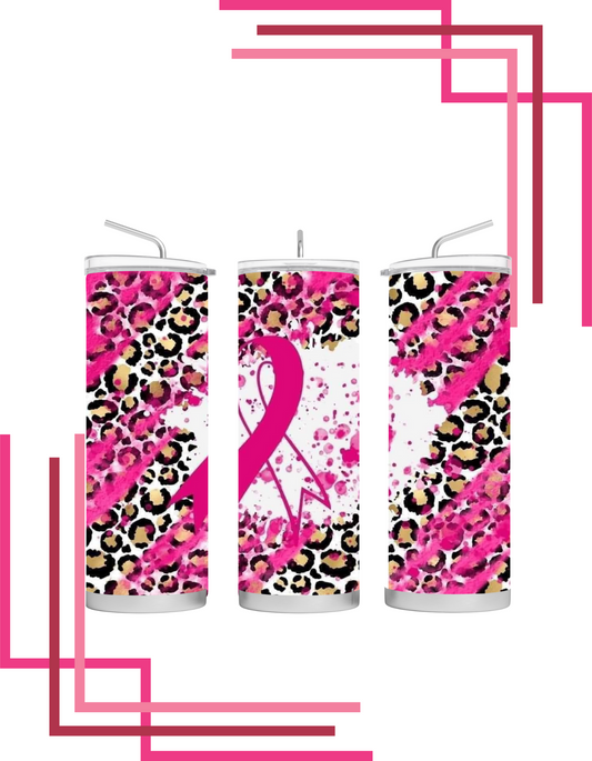 Pink Ribbon Cheetah Tumbler