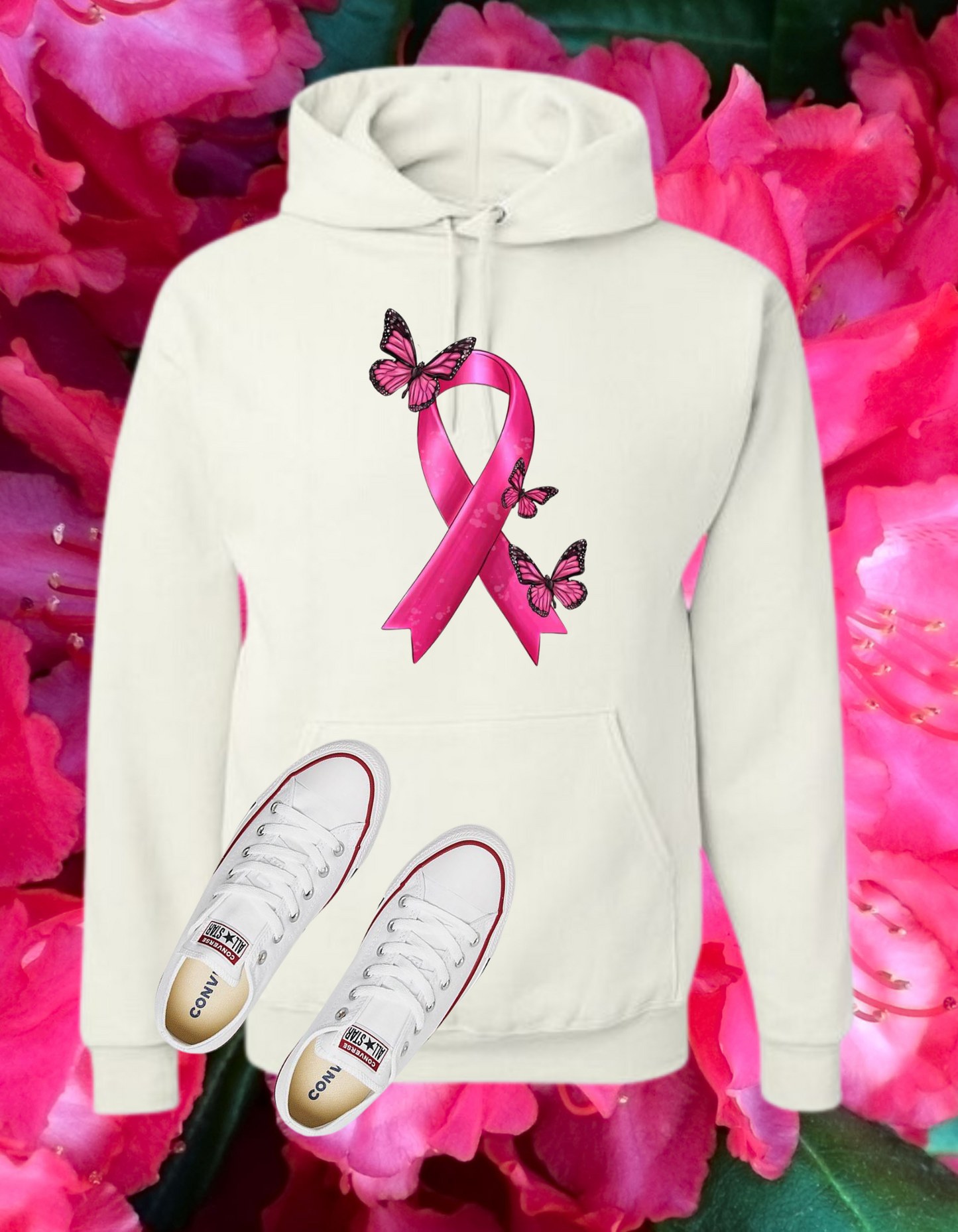 Pink Ribbon w/Butterflies