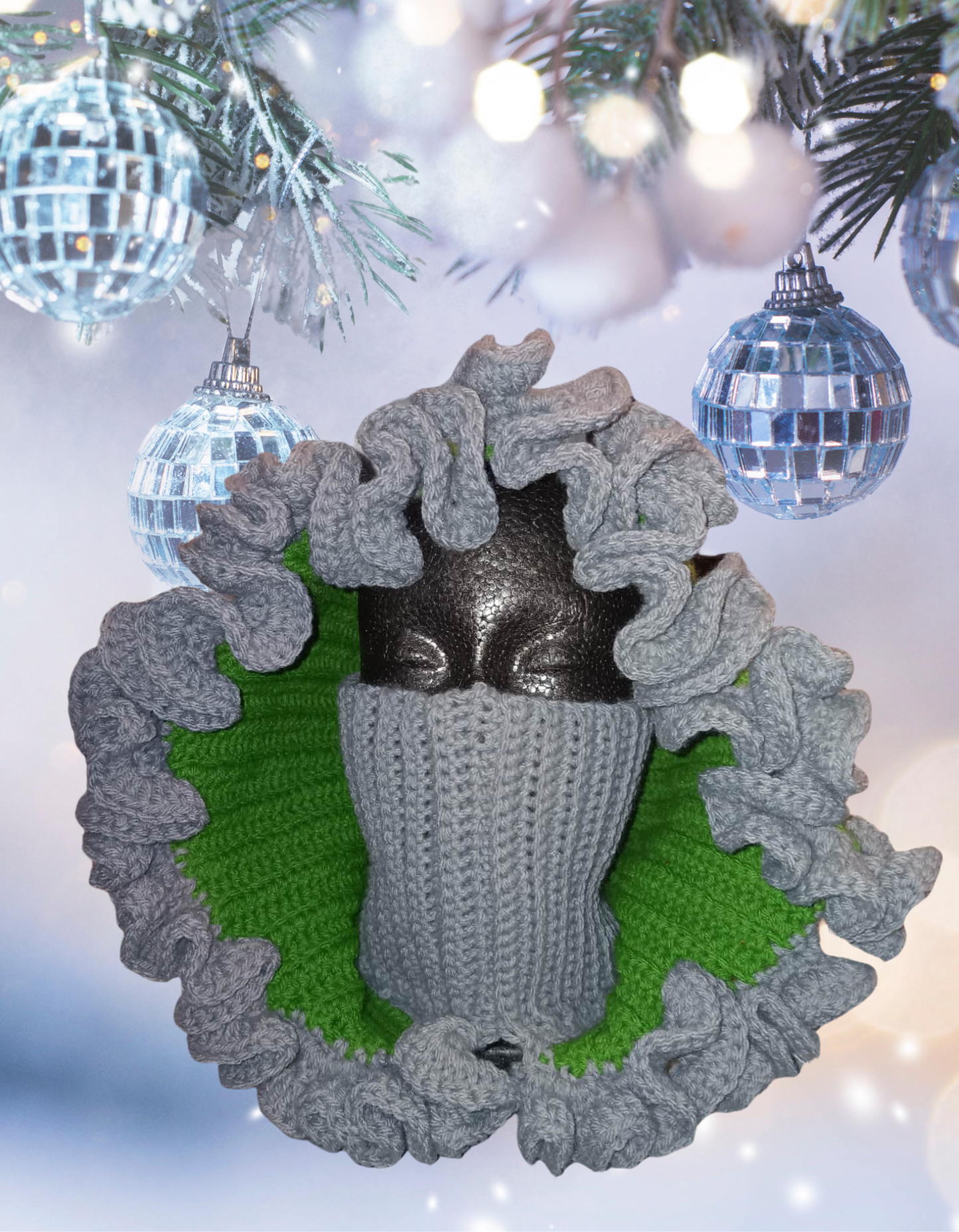 Crochet Ruffle Turtleneck Hoodie