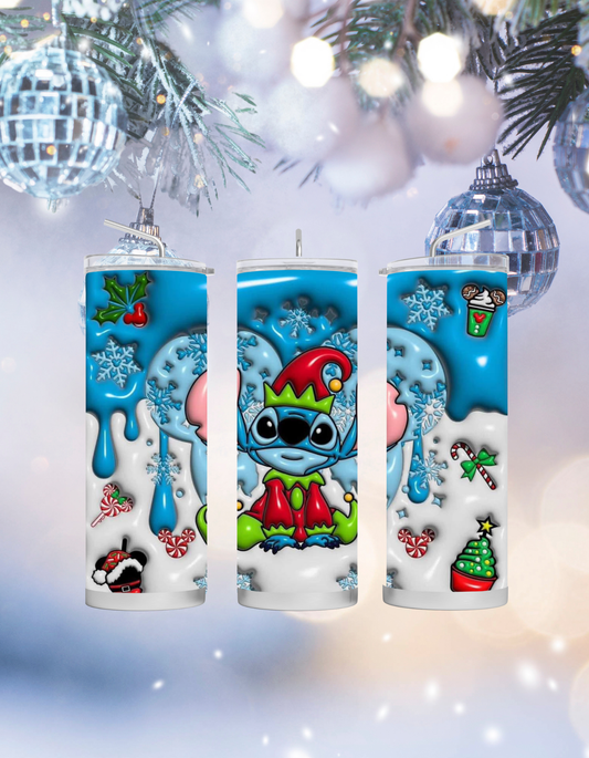 Blue Drip Stitch Tumbler