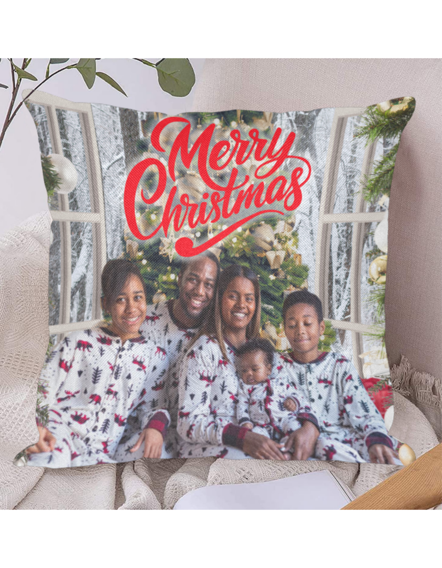 Personalized Christmas Photo Pillow Cover (one-sided)