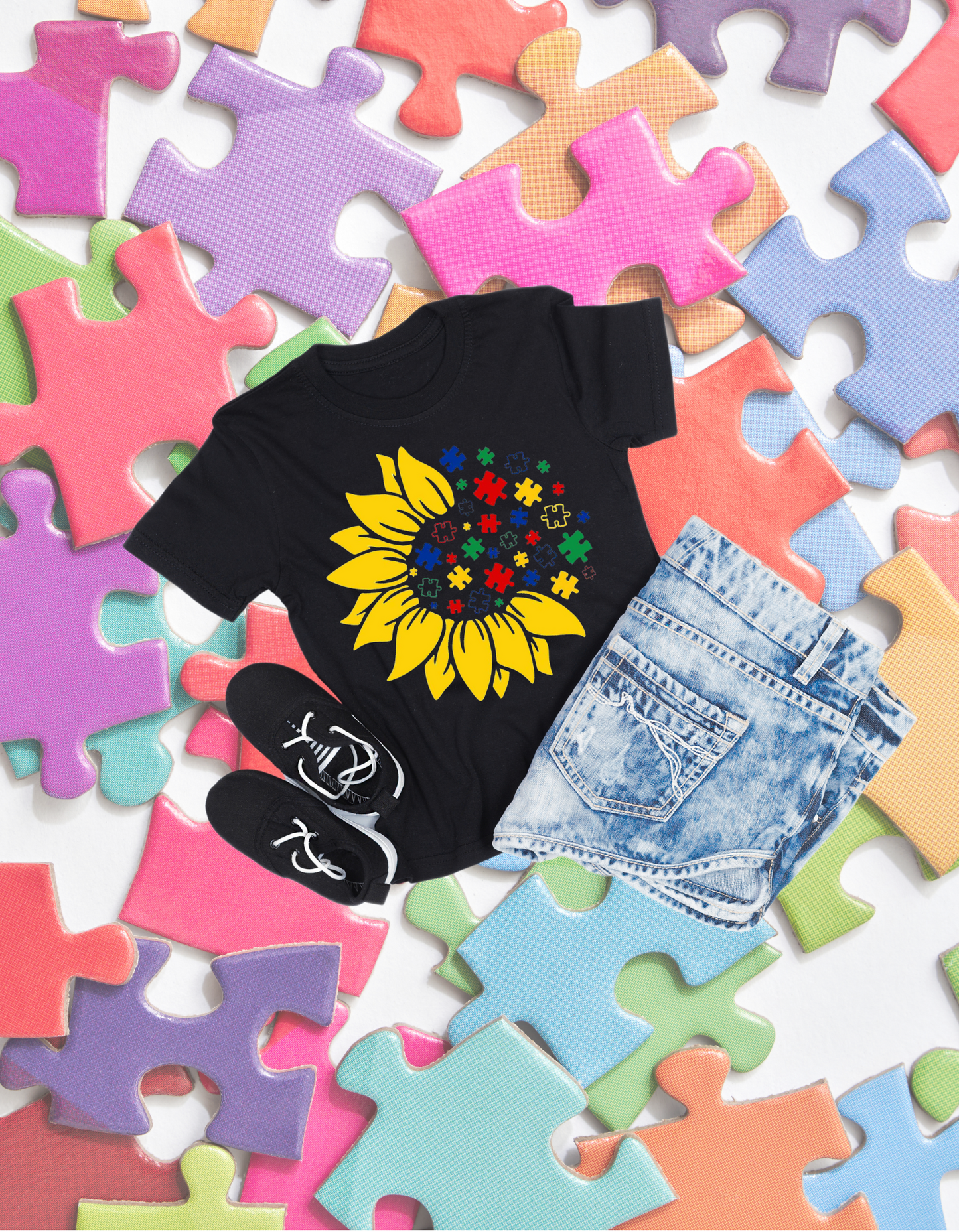 Autism Sunflower Kids Tshirt