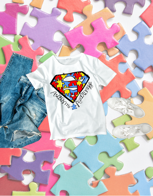 Autism Awareness Superman Kids Tshirt