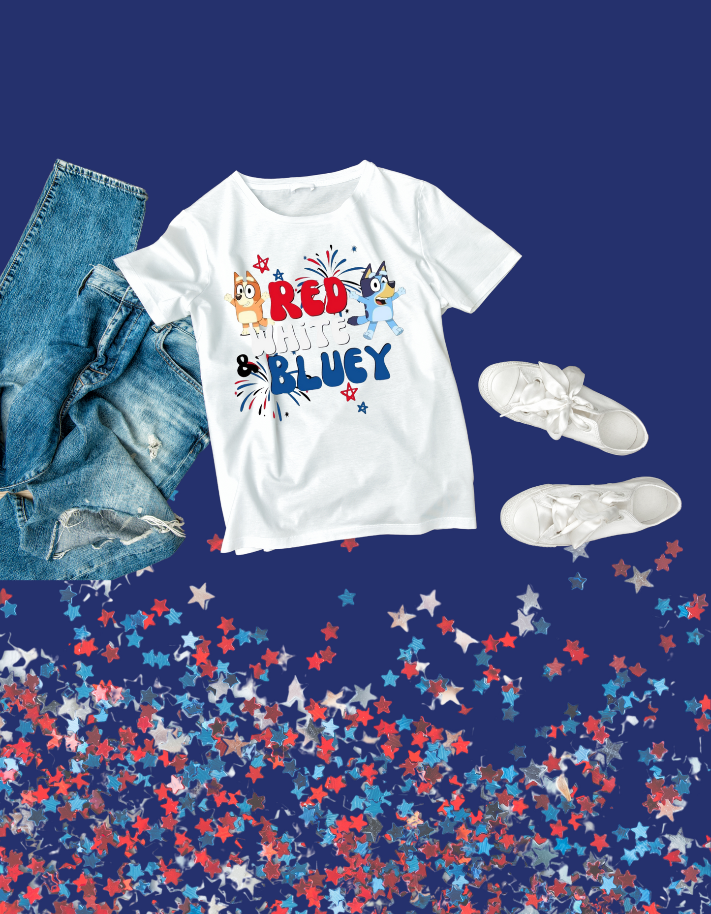 Red White & Bluey Kids Tshirt