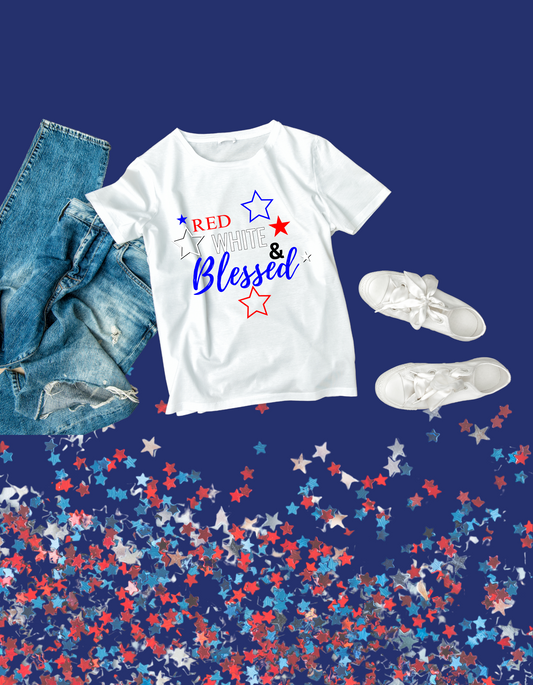 Red White & Blessed Kids Tshirt