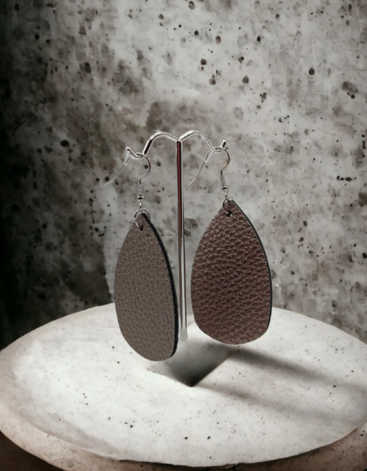 Grey Matte Tear Drop Earrings